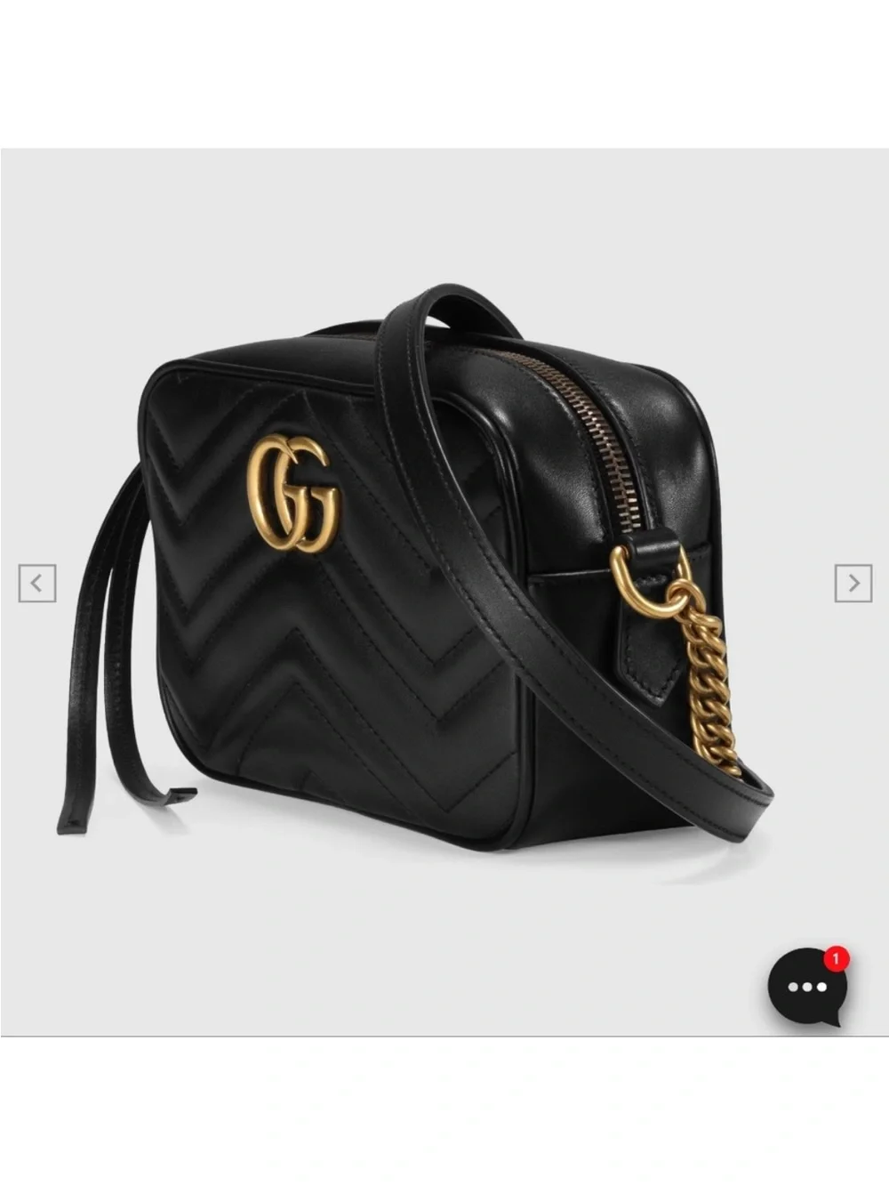 Gucci Black Chevron Matelassé GG Leather Crossbody Camera Bag
